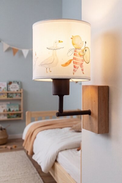 Brilagi - Lampada da parete BOBO WOOD 1xE27/25W/230V rovere/nero/bianco/animaletti