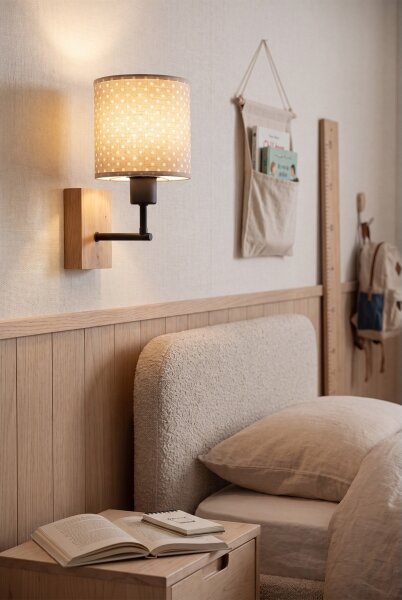 Brilagi - Lampada da parete BOBO WOOD 1xE27/25W/230V rovere/nero/beige/a pois