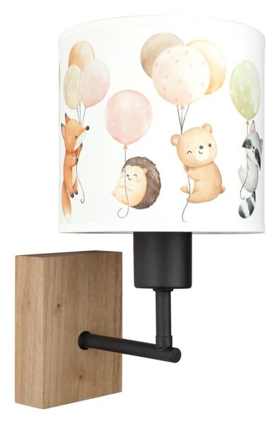 Brilagi - Lampada da parete BOBO WOOD 1xE27/25W/230V rovere/nero/bianco/motivo animali