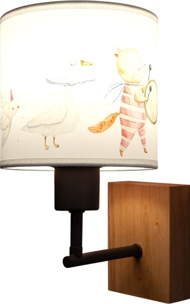 Brilagi - Lampada da parete BOBO WOOD 1xE27/25W/230V rovere/nero/bianco/animaletti