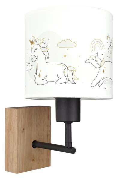 Brilagi - Lampada da parete BOBO WOOD 1xE27/25W/230V rovere/nero/bianco/unicorni