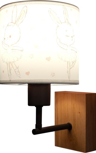 Brilagi - Lampada da parete BOBO WOOD 1xE27/25W/230V rovere/nero/bianco/coniglietti