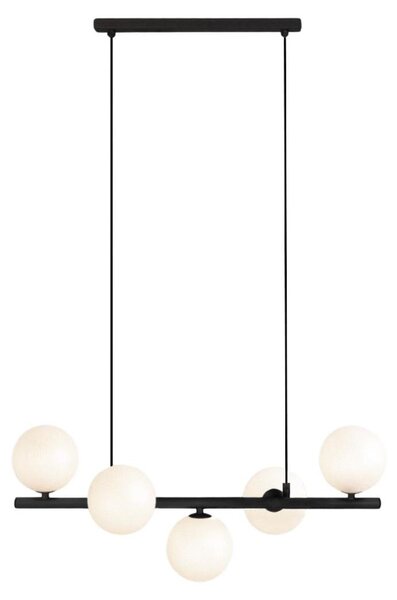 Lampada a sospensione con sfere in vetro opalino FILO, bianco e nero, 5xG9x8W, vetro, dimensioni: 100x65x28 cm, IP20, Kaja