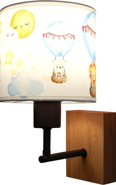 Brilagi - Lampada da parete BOBO WOOD 1xE27/25W/230V rovere/nero/bianco/animali