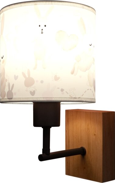 Brilagi - Lampada da parete BOBO WOOD 1xE27/25W/230V rovere/nero/bianco/coniglietti