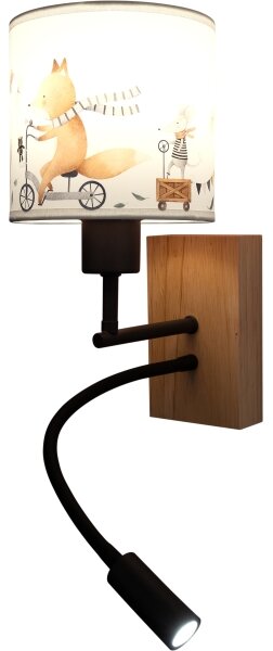 Brilagi - Lampada LED Flex BOBO WOOD 1xE27/25W/230V + LED/3W rovere/nero/bianco/motivo animale