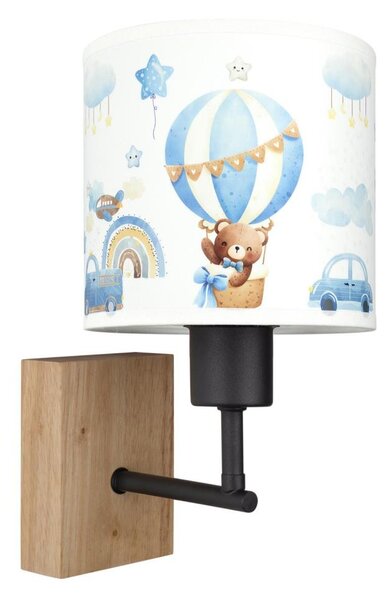 Brilagi - Lampada da parete BOBO WOOD 1xE27/25W/230V rovere/nero/bianco/blu/orsetti