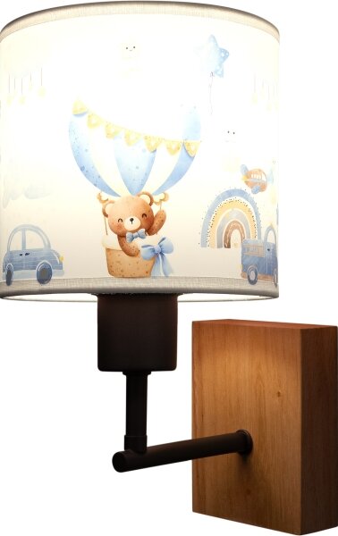 Brilagi - Lampada da parete BOBO WOOD 1xE27/25W/230V rovere/nero/bianco/blu/orsetti