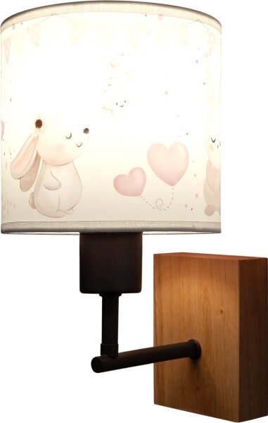 Brilagi - Lampada da parete BOBO WOOD 1xE27/25W/230V rovere/nero/crema/coniglietti