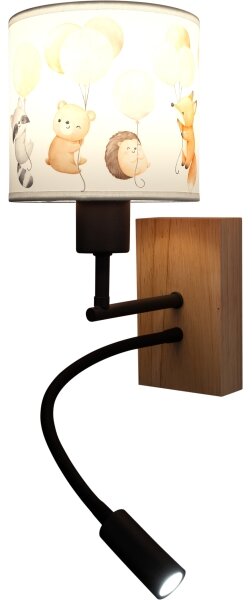 Brilagi - lampada LED Flex. BOBO WOOD 1xE27/25W/230V + LED/3W rovere/nera/bianca/animalier