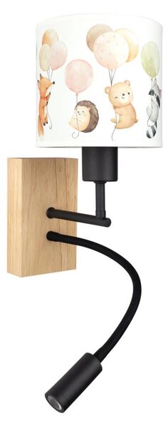Brilagi - lampada LED Flex. BOBO WOOD 1xE27/25W/230V + LED/3W rovere/nera/bianca/animalier