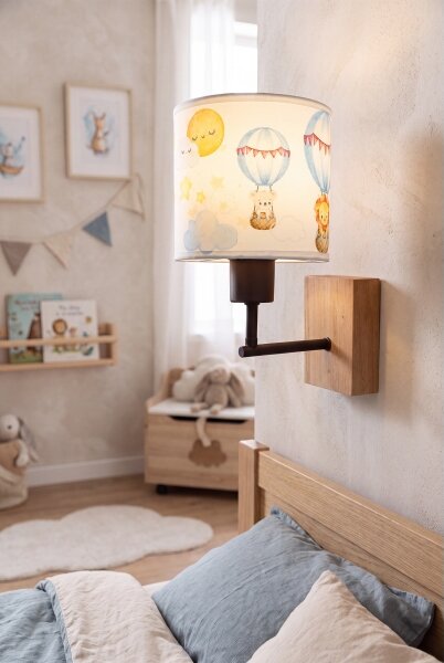 Brilagi - Lampada da parete BOBO WOOD 1xE27/25W/230V rovere/nero/bianco/animali