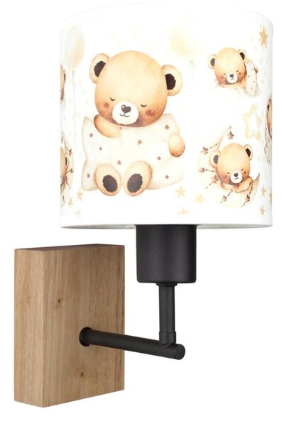 Brilagi - Lampada da parete BOBO WOOD 1xE27/25W/230V rovere/nero/bianco/orsetti