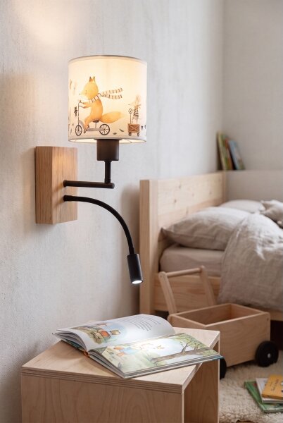 Brilagi - Lampada LED Flex BOBO WOOD 1xE27/25W/230V + LED/3W rovere/nero/bianco/motivo animale