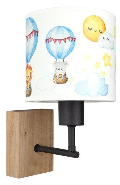Brilagi - Lampada da parete BOBO WOOD 1xE27/25W/230V rovere/nero/bianco/animali