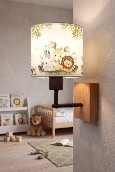 Brilagi - Lampada da parete BOBO WOOD 1xE27/25W/230V rovere/nero/bianco/verde/giungla