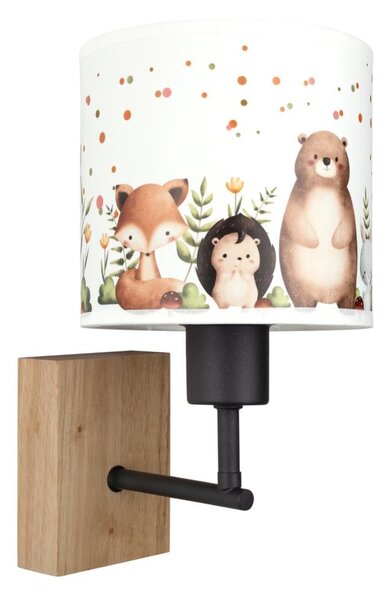 Brilagi - Lampada da parete BOBO WOOD 1xE27/25W/230V rovere/nero/bianco/animali