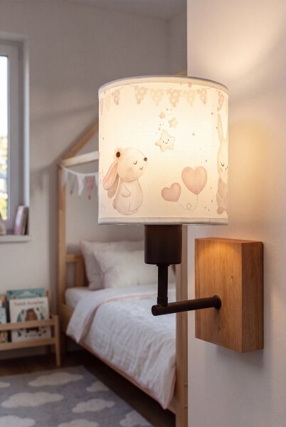 Brilagi - Lampada da parete BOBO WOOD 1xE27/25W/230V rovere/nero/crema/coniglietti