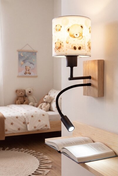 Brilagi - Lampada LED flessibile BOBO WOOD 1xE27/25W/230V + LED/3W rovere/nero/bianco/miele