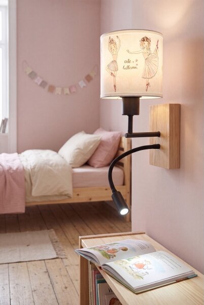 Brilagi- Lampada LED flessibile BOBO WOOD 1xE27/25W/230V + LED/3W rovere/nero/bianco/rosa/confezione