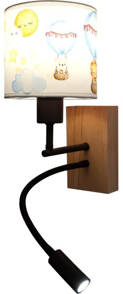 Brilagi - lampada LED flessibile BOBO WOOD 1xE27/25W/230V + LED/3W quercia/nero/bianco/motivo animale