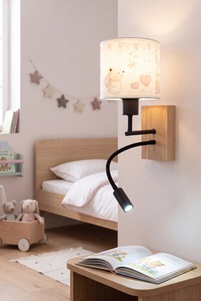 Brilagi - Lampada LED Flex BOBO WOOD 1xE27/25W/230V + LED/3W rovere/nero/crema/blu reale