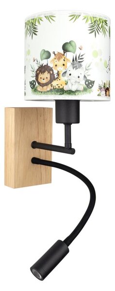 Brilagi-LED Flex. lampada BOBO WOOD 1xE27/25W/230V + LED/3W rovere/nero/bianco/verde/giungla