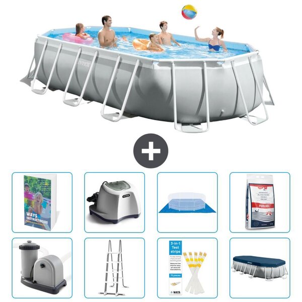 Piscina fuori terra ovale con struttura Prism - 503x274x122 cm - 7 pezzi - Modello S649