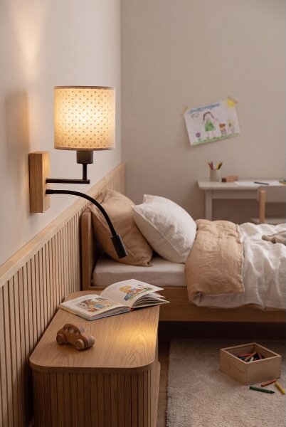 Brilagi - Lampada LED Flex BOBO WOOD 1xE27/25W/230V + LED/3W rovere/nero/beige/puntinato