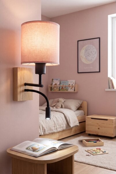 Brilagi - Lampada LED Flex. BOBO WOOD 1xE27/25W/230V + LED/3W rovere/nero/rosa