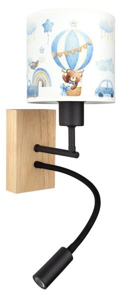 Brilagi-LED Flex. lampada BOBO WOOD 1xE27/25W/230V + LED/3W rovere/nero/bianco/blu/orsetto