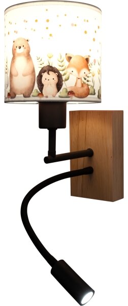 Brilagi - Lampada LED flessibile BOBO WOOD 1xE27/25W/230V + LED/3W rovere/nero/bianco/motivo animale