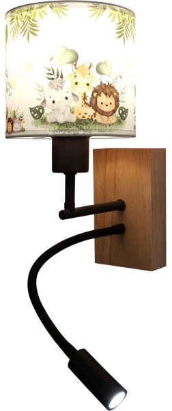 Brilagi-LED Flex. lampada BOBO WOOD 1xE27/25W/230V + LED/3W rovere/nero/bianco/verde/giungla
