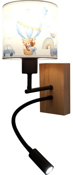 Brilagi-LED Flex. lampada BOBO WOOD 1xE27/25W/230V + LED/3W rovere/nero/bianco/blu/orsetto