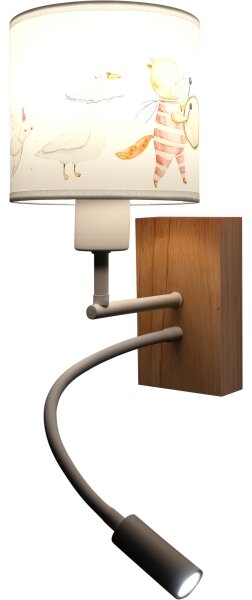 Brilagi - Lampada LED flessibile BOBO WOOD 1xE27/25W/230V + LED/3W rovere/bianco/animaletti