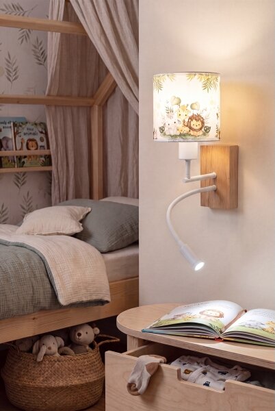 Brilagi - Lampada LED flessibile BOBO WOOD 1xE27/25W/230V + LED/3W rovere/bianco/verde/giungla