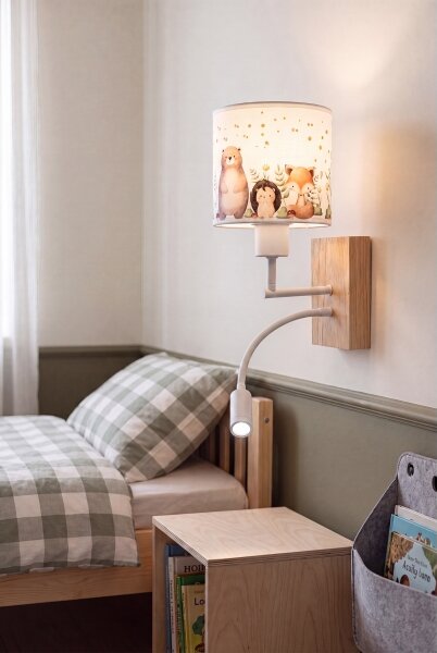 Brilagi - lampada LED Flex BOBO WOOD 1xE27/25W/230V + LED/3W rovere/bianco/animaletti