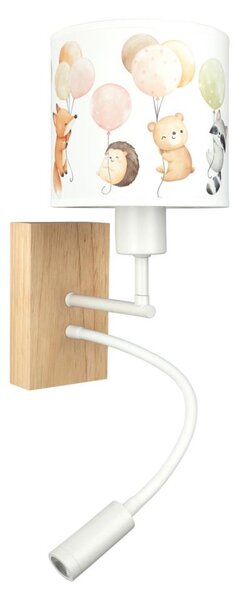 Brilagi - Lampada LED Flex. BOBO WOOD 1xE27/25W/230V + LED/3W rovere/bianco/animaletti
