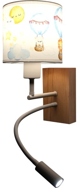 Brilagi - LED Flex. lampada BOBO WOOD 1xE27/25W/230V + LED/3W rovere/bianco/animaletti