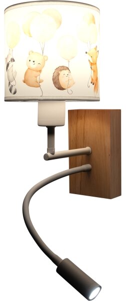 Brilagi - Lampada LED Flex. BOBO WOOD 1xE27/25W/230V + LED/3W rovere/bianco/animaletti