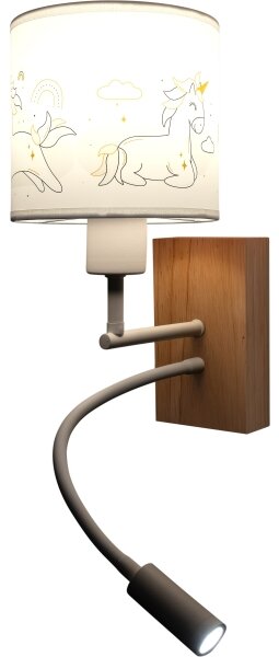 Brilagi - LED Flex. lampada BOBO WOOD 1xE27/25W/230V + LED/3W rovere/bianco/unicorni