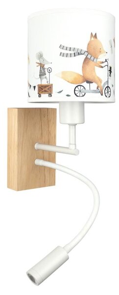 Brilagi - LED Flex. lampada BOBO WOOD 1xE27/25W/230V + LED/3W rovere/bianco/animaletti