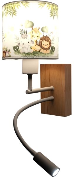 Brilagi - Lampada LED flessibile BOBO WOOD 1xE27/25W/230V + LED/3W rovere/bianco/verde/giungla