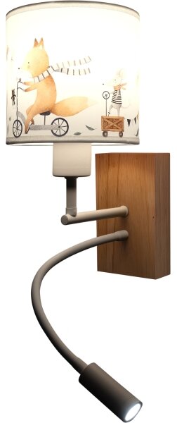 Brilagi - LED Flex. lampada BOBO WOOD 1xE27/25W/230V + LED/3W rovere/bianco/animaletti