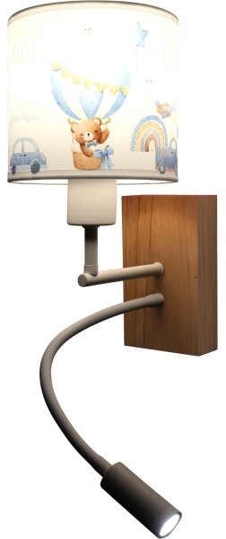 Brilagi - Lampada LED Flex. BOBO WOOD 1xE27/25W/230V + LED/3W rovere/bianco/blu/orsetto