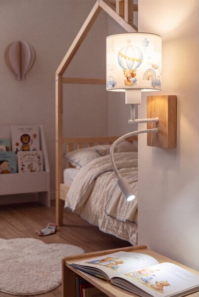 Brilagi - Lampada LED Flex. BOBO WOOD 1xE27/25W/230V + LED/3W rovere/bianco/blu/orsetto