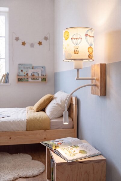 Brilagi - LED Flex. lampada BOBO WOOD 1xE27/25W/230V + LED/3W rovere/bianco/animaletti