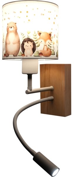 Brilagi - lampada LED Flex BOBO WOOD 1xE27/25W/230V + LED/3W rovere/bianco/animaletti