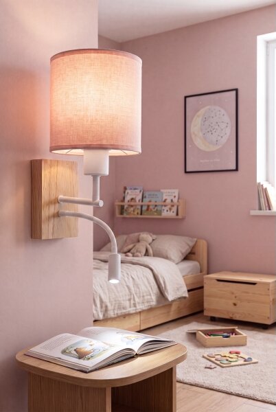 Brilagi - Lampada LED flessibile BOBO WOOD 1xE27/25W/230V + LED/3W rovere/bianco/rosa