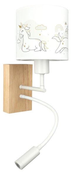 Brilagi - LED Flex. lampada BOBO WOOD 1xE27/25W/230V + LED/3W rovere/bianco/unicorni